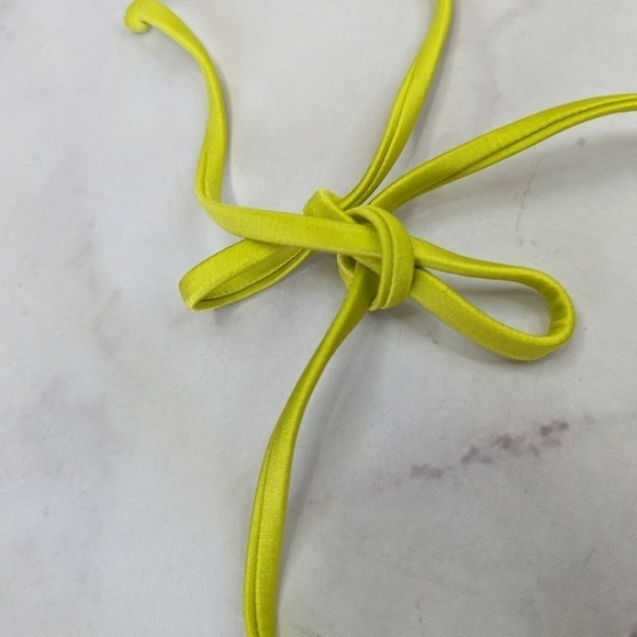 Good American Swim Top Women 1 2 S M Small Crinkle Tiny Ties Yellow Bikini - Picture 2 of 13